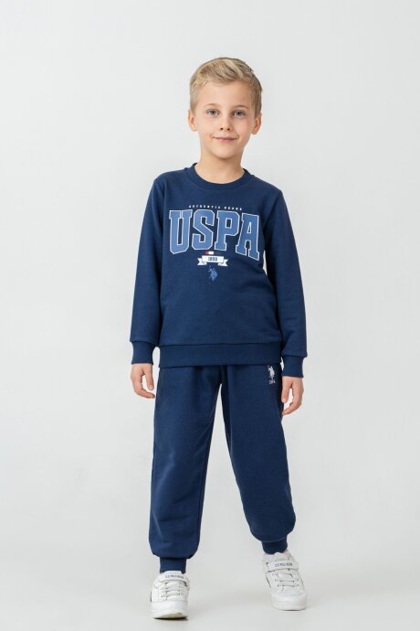 U.S. Polo Assn. Erkek Çocuk Baskılı Mavi Uzun Kol Eşofman Takımı US2628-C-V2 - 4