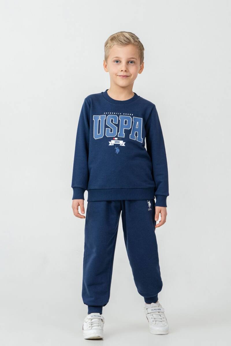 U.S. Polo Assn. Erkek Çocuk Baskılı Mavi Uzun Kol Eşofman Takımı US2628-C-V2 - 4