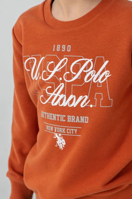 U.S. Polo Assn. Erkek Çocuk Baskılı Turuncu Uzun Kol Eşofman Takımı US2609-C-V2 - 3