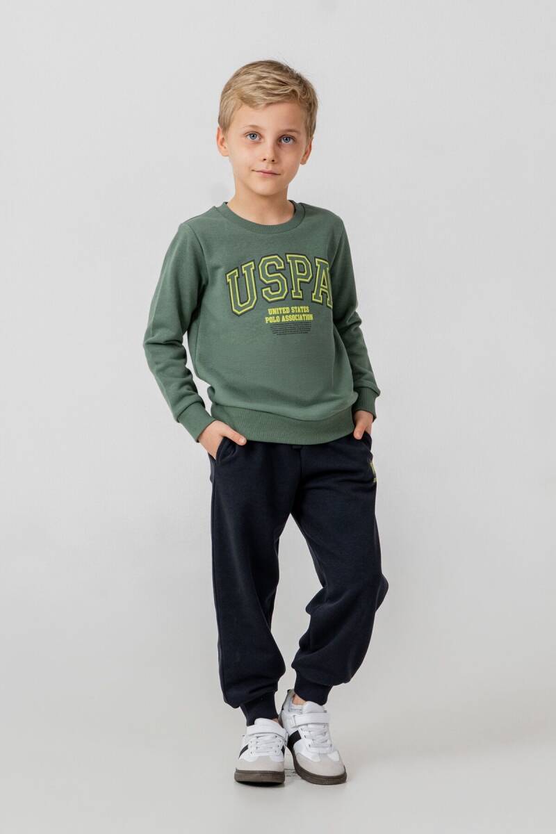 U.S. Polo Assn. Erkek Çocuk Baskılı Yeşil Uzun Kol Eşofman Takımı US2620-C-V1 - 1