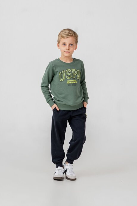 U.S. Polo Assn. Erkek Çocuk Baskılı Yeşil Uzun Kol Eşofman Takımı US2620-C-V1 - 5
