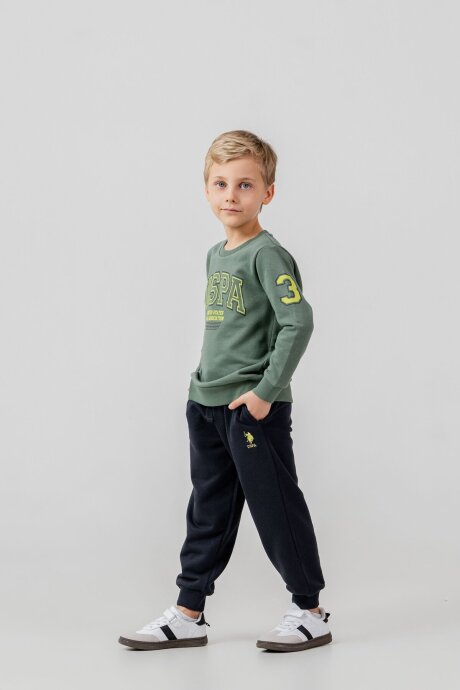 U.S. Polo Assn. Erkek Çocuk Baskılı Yeşil Uzun Kol Eşofman Takımı US2620-C-V1 (1)