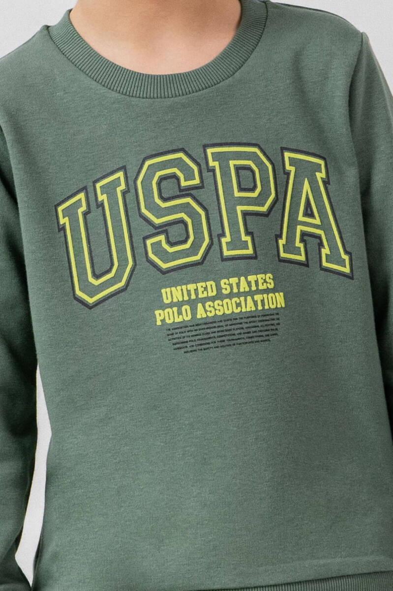 U.S. Polo Assn. Erkek Çocuk Baskılı Yeşil Uzun Kol Eşofman Takımı US2620-C-V1 - 3