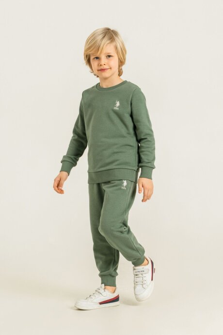 U.S. Polo Assn. Erkek Çocuk Baskılı Yeşil Uzun Kol Eşofman Takımı US2621-C-V1 - 2