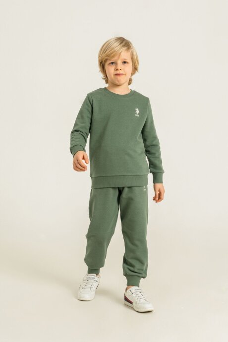 U.S. Polo Assn. Erkek Çocuk Baskılı Yeşil Uzun Kol Eşofman Takımı US2621-C-V1 - 6