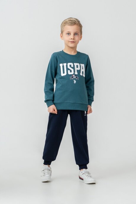 U.S. Polo Assn. Erkek Çocuk Baskılı Yeşil Uzun Kol Eşofman Takımı US2628-C-V3 - 3