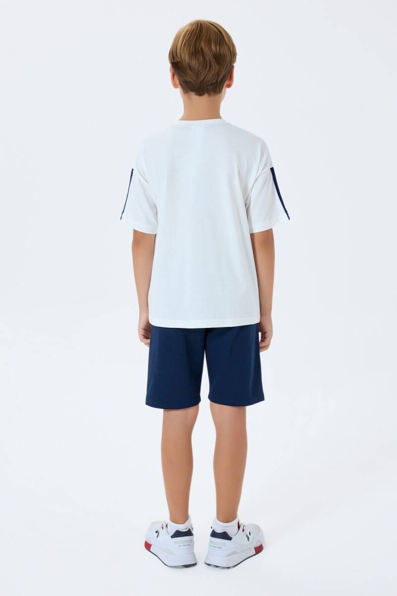 U.S. Polo Assn. Erkek Çocuk Bisiklet Yaka Nakışlı Yazlık Regular Fit Beyaz Bermuda Takım US2402-C-V2 - 4