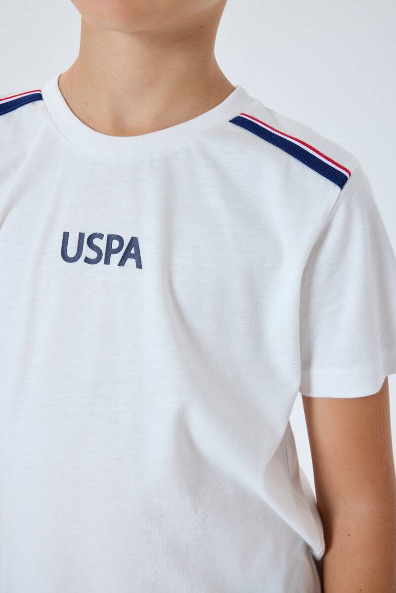 U.S. Polo Assn. Erkek Çocuk %100 Pamuk Bisiklet Yaka Nakışlı Yazlık Regular Fit Beyaz Bermuda Takım US2404-C-V1 - 2