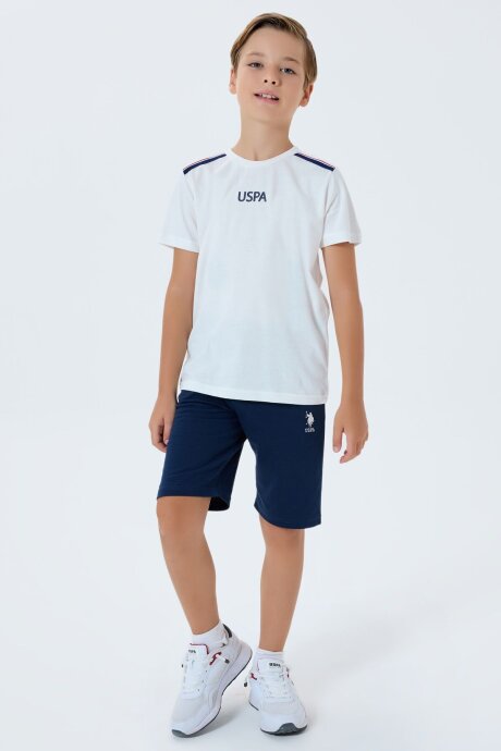 U.S. Polo Assn. Erkek Çocuk Bisiklet Yaka Nakışlı Yazlık Regular Fit Beyaz Bermuda Takım US2404-C-V1
