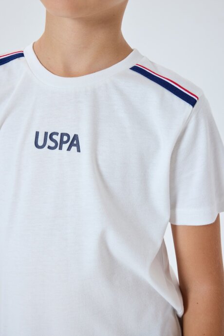 U.S. Polo Assn. Erkek Çocuk Bisiklet Yaka Nakışlı Yazlık Regular Fit Beyaz Bermuda Takım US2404-C-V1 (1)