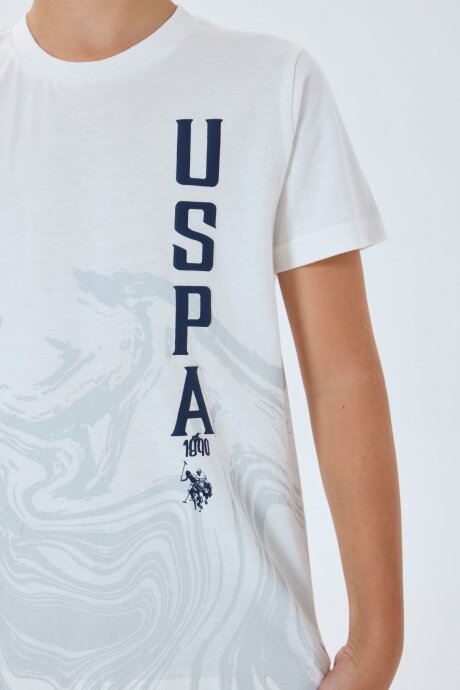 U.S. Polo Assn. Erkek Çocuk %100 Pamuk Bisiklet Yaka Nakışlı Yazlık Regular Fit Beyaz Bermuda Takım US2412-C-V1 - 3