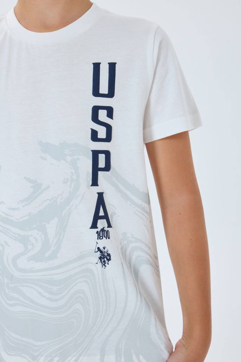 U.S. Polo Assn. Erkek Çocuk %100 Pamuk Bisiklet Yaka Nakışlı Yazlık Regular Fit Beyaz Bermuda Takım US2412-C-V1 - 3