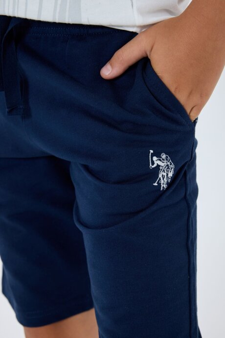 U.S. Polo Assn. Erkek Çocuk %100 Pamuk Bisiklet Yaka Nakışlı Yazlık Regular Fit Beyaz Bermuda Takım US2412-C-V1 - 5