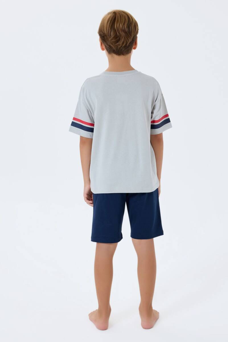 U.S. Polo Assn. Erkek Çocuk %100 Pamuk Bisiklet Yaka Nakışlı Yazlık Regular Fit Beyaz Bermuda Takım US2414-C-V1 - 4