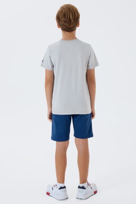 U.S. Polo Assn. Erkek Çocuk %100 Pamuk Bisiklet Yaka Nakışlı Yazlık Regular Fit Beyaz Bermuda Takım US2417-C-V1 - 4