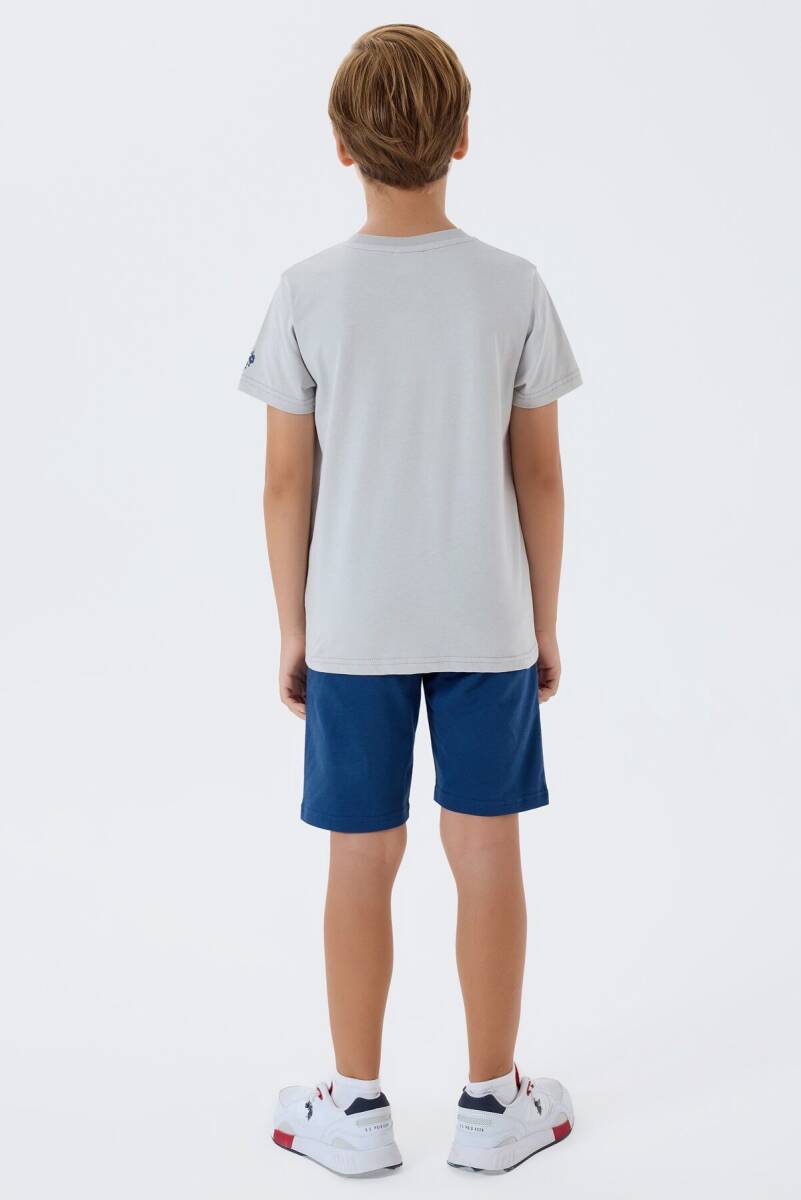 U.S. Polo Assn. Erkek Çocuk %100 Pamuk Bisiklet Yaka Nakışlı Yazlık Regular Fit Beyaz Bermuda Takım US2417-C-V1 - 4