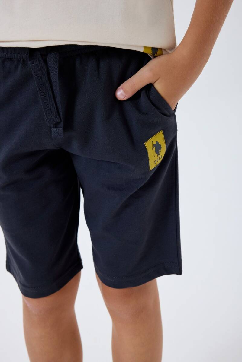 U.S. Polo Assn. Erkek Çocuk Bisiklet Yaka Nakışlı Yazlık Regular Fit Beyaz Bermuda Takım US2418-C-V1 - 5