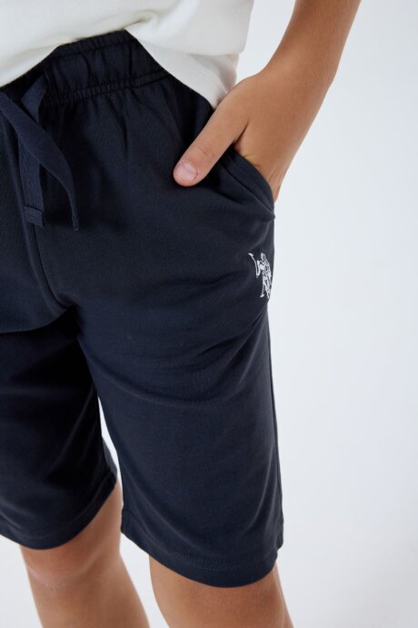 U.S. Polo Assn. Erkek Çocuk %100 Pamuk Bisiklet Yaka Nakışlı Yazlık Regular Fit Beyaz Bermuda Takım US2424-C-V2 - 5