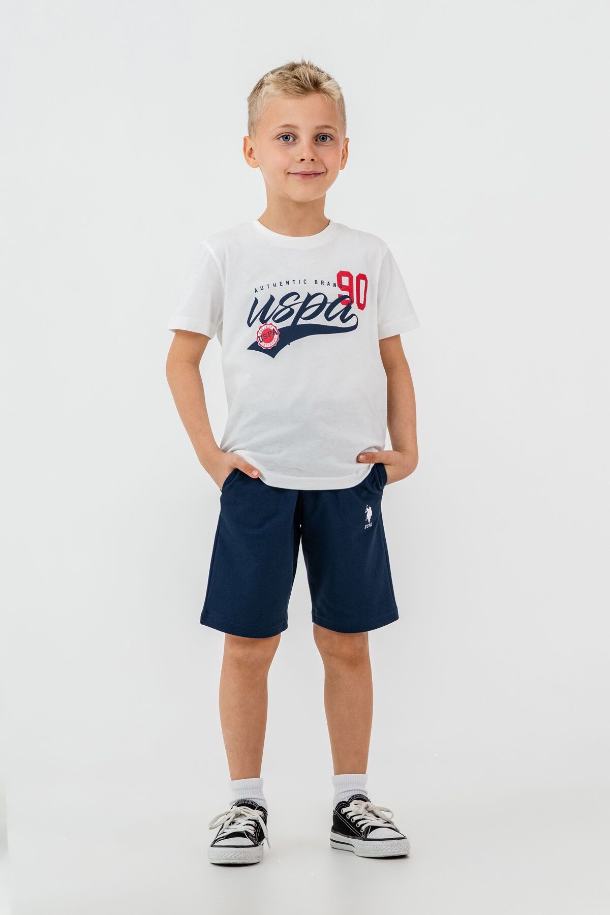 U.S. Polo Assn. Erkek Çocuk Beyaz Bermuda Takım