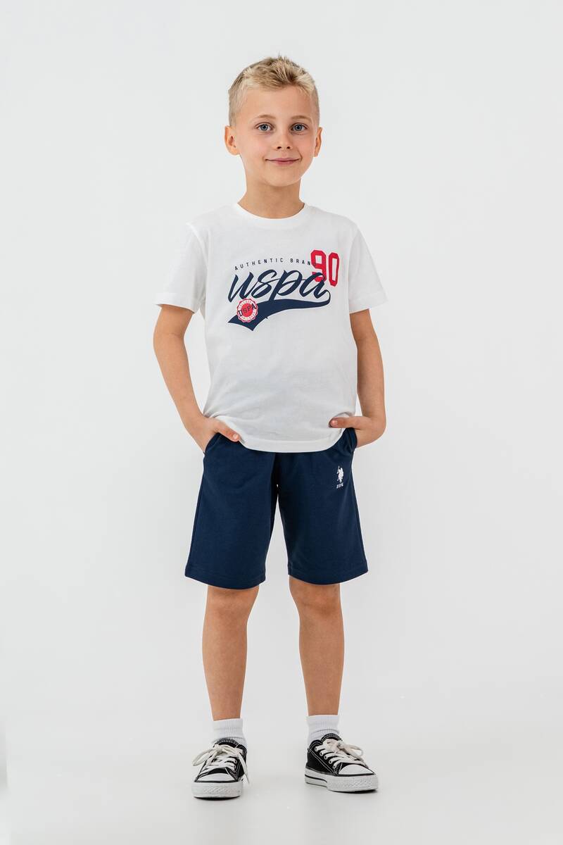 U.S. Polo Assn. Erkek Çocuk Beyaz Bermuda Takım