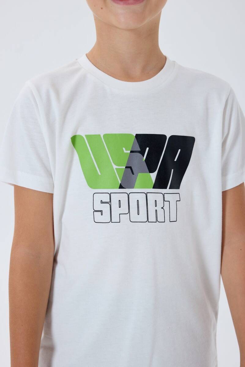 U.S. Polo Assn. Erkek Çocuk %100 Pamuk Bisiklet Yaka Nakışlı Yazlık Regular Fit Beyaz Bermuda Takım US2432-C-V1 - 3