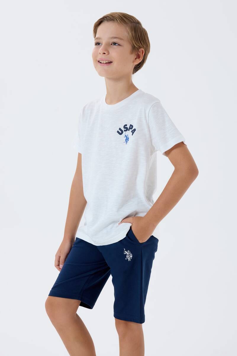 U.S. Polo Assn. Erkek Çocuk Beyaz Bermuda Takım
