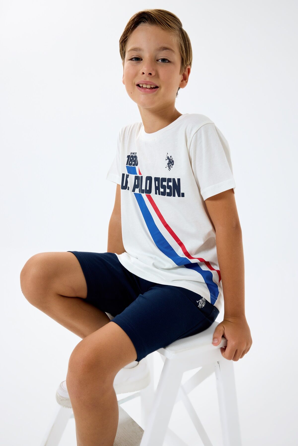 U.S. Polo Assn. Erkek Çocuk Beyaz Bermuda Takım