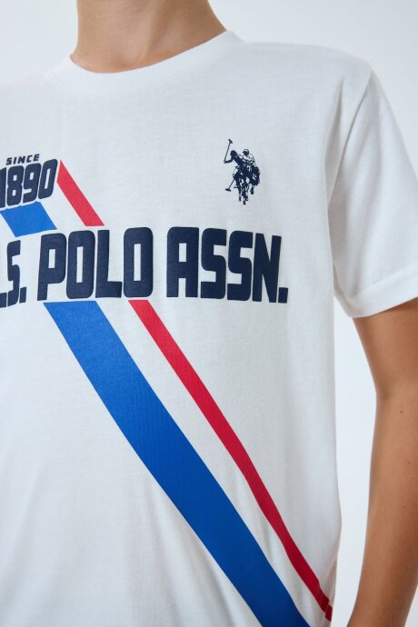 U.S. Polo Assn. Erkek Çocuk %100 Pamuk Bisiklet Yaka Nakışlı Yazlık Regular Fit Beyaz Bermuda Takım US2443-C-V1 - 3