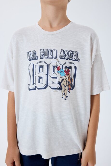 U.S. Polo Assn. Erkek Çocuk %100 Pamuk Bisiklet Yaka Nakışlı Yazlık Regular Fit Beyaz Bermuda Takım US2444-C-V2 - 5