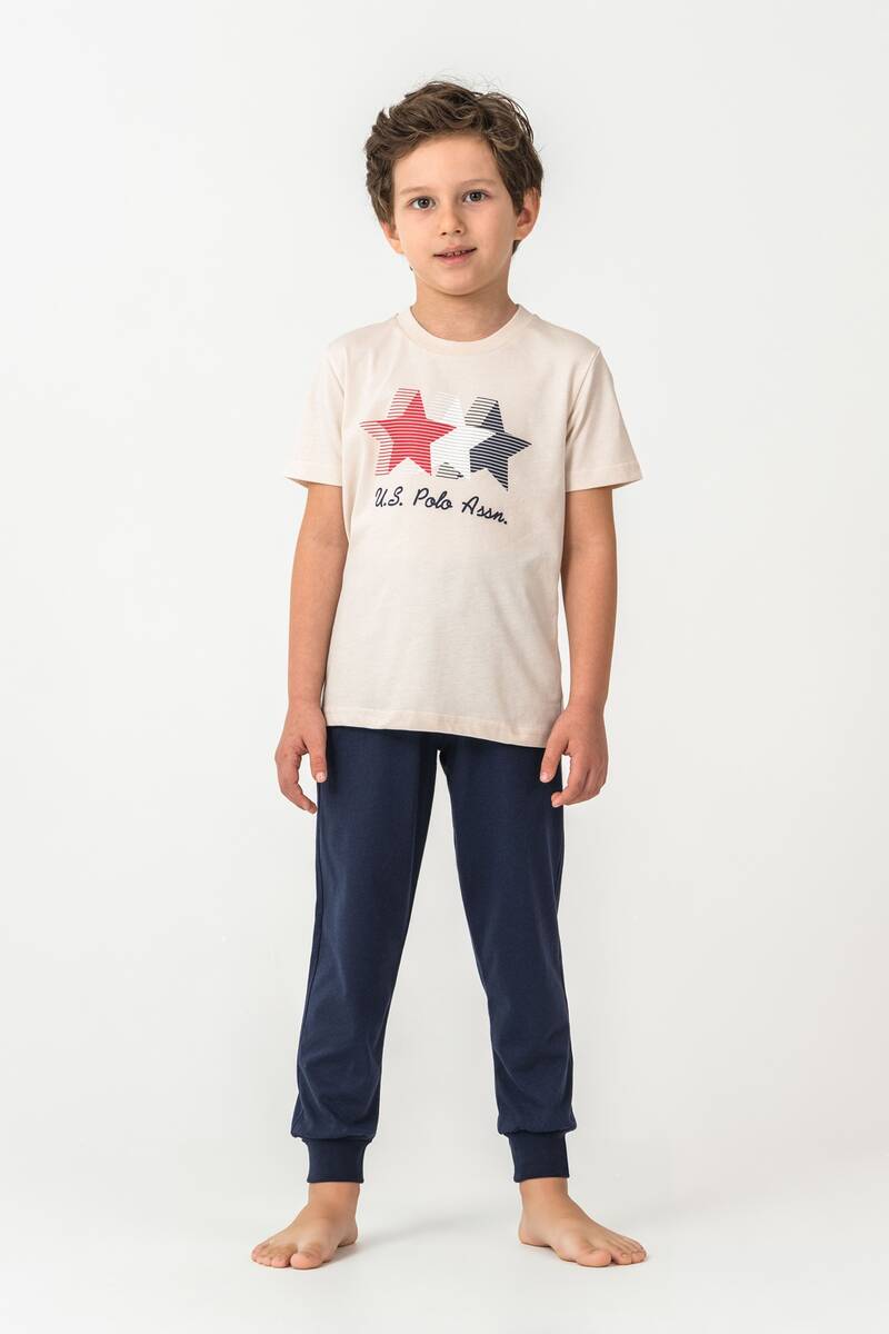 U.S. Polo Assn. Erkek Çocuk Beyaz Pijama Takım
