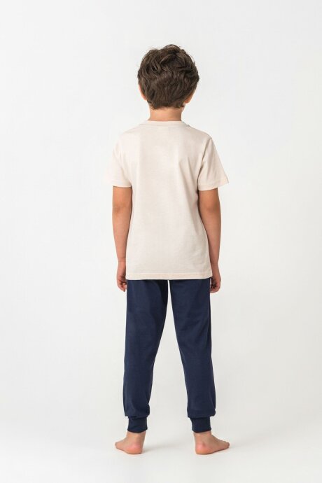 U.S. Polo Assn. Erkek Çocuk Bisiklet Yaka Nakışlı Yazlık Regular Fit Beyaz Pijama Takımı US2441-C-V2 - 4