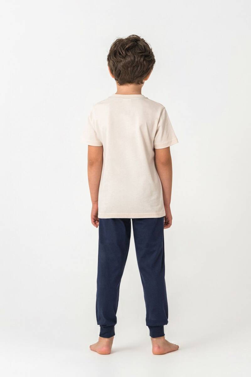 U.S. Polo Assn. Erkek Çocuk Bisiklet Yaka Nakışlı Yazlık Regular Fit Beyaz Pijama Takımı US2441-C-V2 - 4
