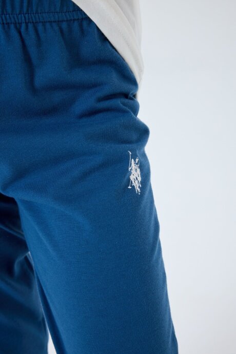 U.S. Polo Assn. Erkek Çocuk Bisiklet Yaka Nakışlı Yazlık Regular Fit Beyaz Pijama Takımı US2413-C-V2 - 5