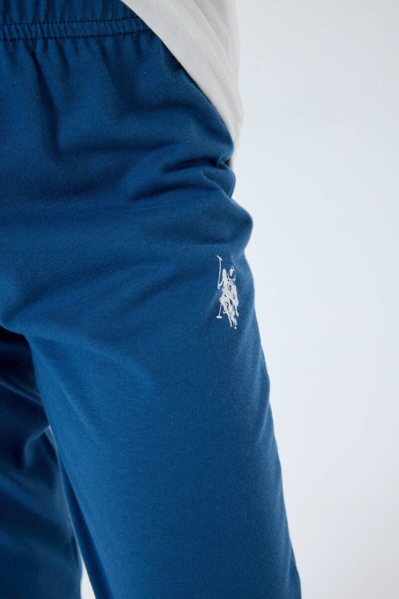 U.S. Polo Assn. Erkek Çocuk Bisiklet Yaka Nakışlı Yazlık Regular Fit Beyaz Pijama Takımı US2413-C-V2 - 5