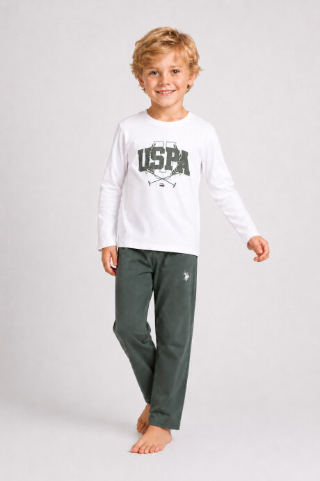 U.S. Polo Assn Erkek Çocuk Beyaz Pijama Takımı US2661-C-V1