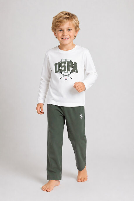 U.S. Polo Assn Erkek Çocuk Beyaz Pijama Takımı US2661-C-V1 - 3
