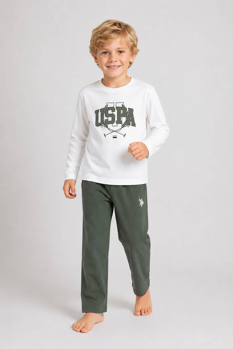 U.S. Polo Assn Erkek Çocuk Beyaz Pijama Takımı US2661-C-V1 - 3