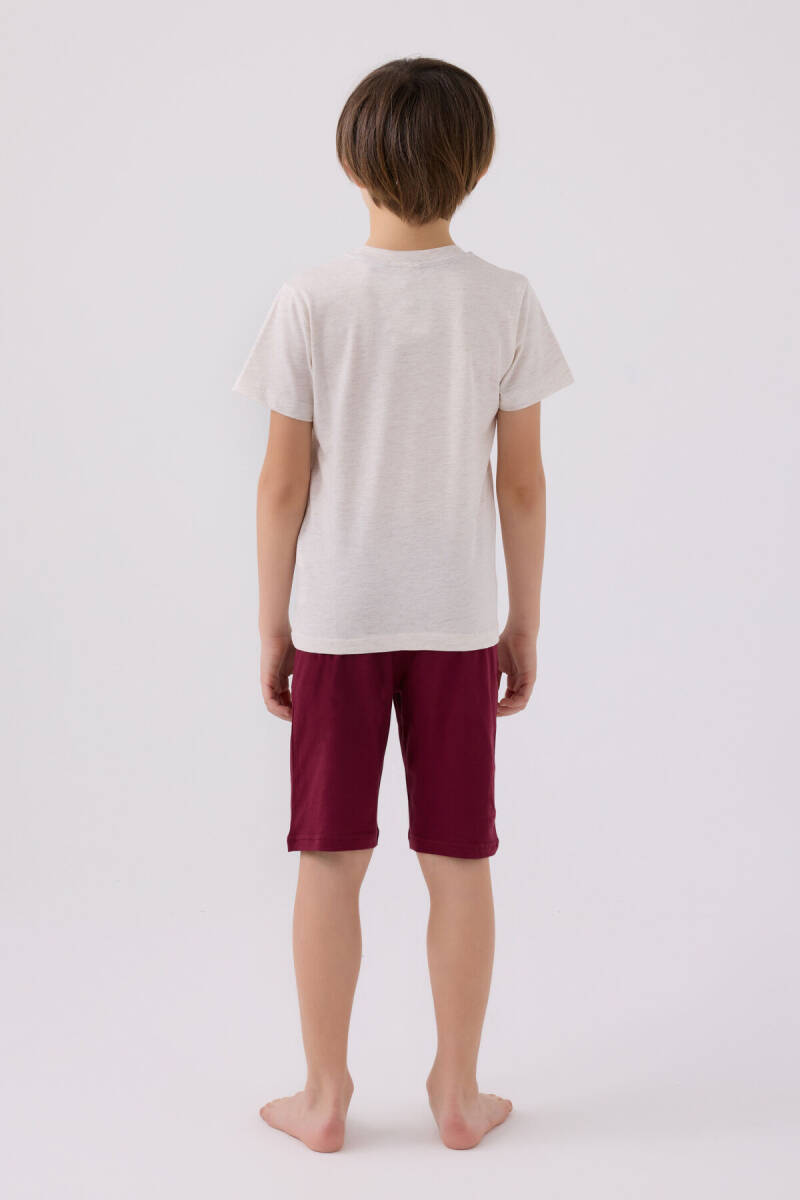 U.S. Polo Assn. Erkek Çocuk Pamuklu Bisiklet Yaka Sargı Nakışlı Yazlık Regular Fit Krem Bermuda Takım US1391-C-V9 - 5