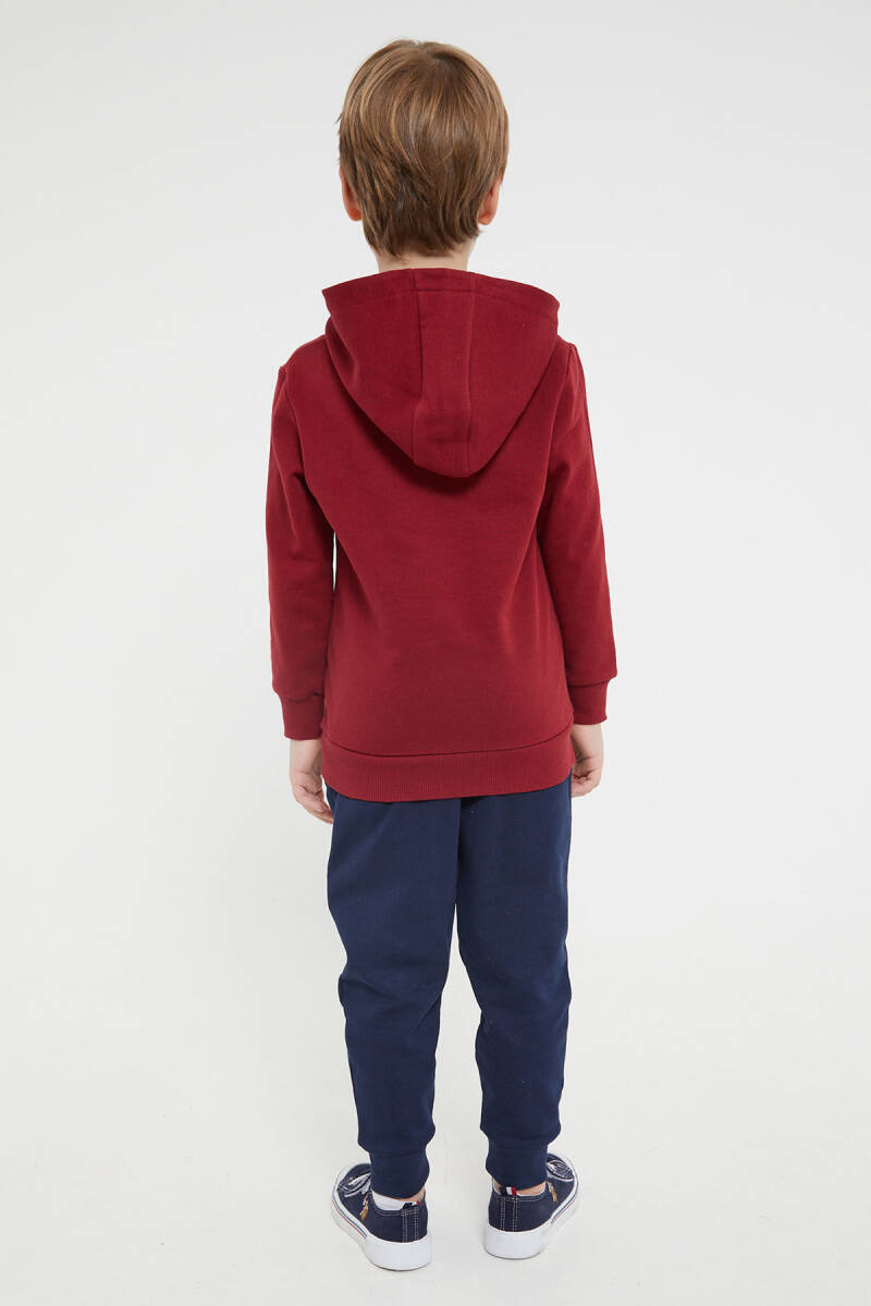 U.S. Polo Assn. Erkek Çocuk Pamuklu Kapüşonlu Empirme Baskılı Kışlık Regular Fit Bordo Eşofman Takımı US1141-C-V1 - 5
