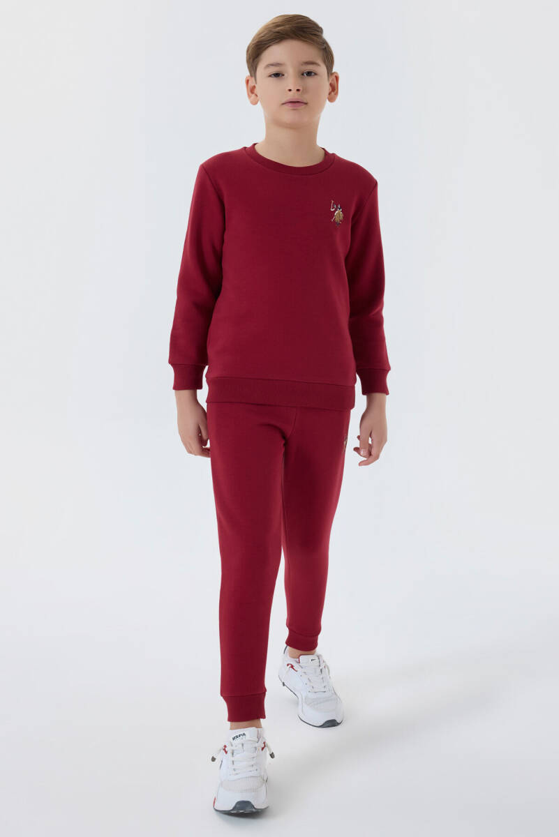 U.S. Polo Assn. Erkek Çocuk Pamuklu Bisiklet Yaka Nakışlı Kışlık Regular Fit Bordo Eşofman Takımı US1186-C-V1 - 2