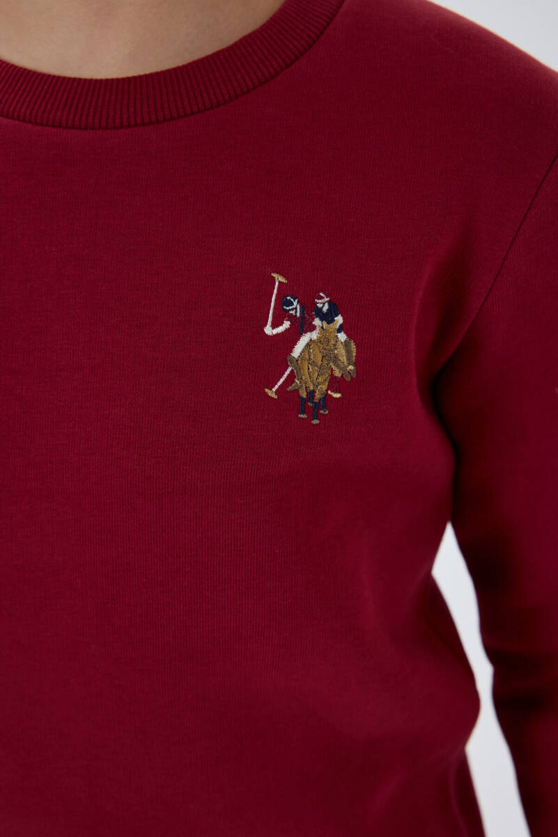 U.S. Polo Assn. Erkek Çocuk Pamuklu Bisiklet Yaka Nakışlı Kışlık Regular Fit Bordo Eşofman Takımı US1186-C-V1 - 3
