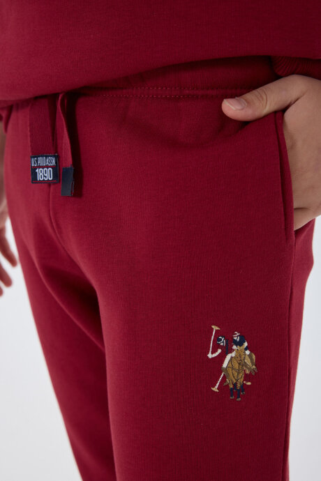 U.S. Polo Assn. Erkek Çocuk Pamuklu Bisiklet Yaka Nakışlı Kışlık Regular Fit Bordo Eşofman Takımı US1186-C-V1 - 4