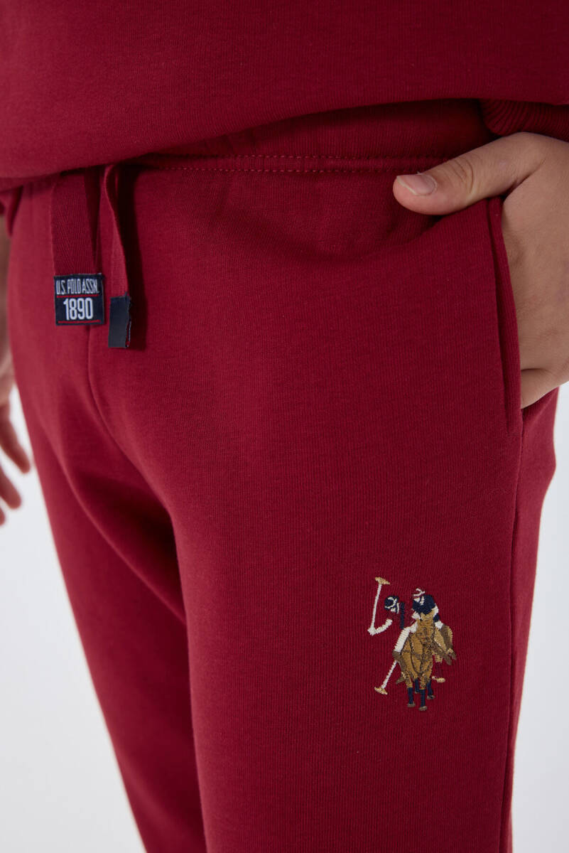 U.S. Polo Assn. Erkek Çocuk Pamuklu Bisiklet Yaka Nakışlı Kışlık Regular Fit Bordo Eşofman Takımı US1186-C-V1 - 4