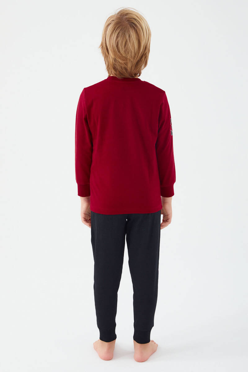 U.S. Polo Assn. Erkek Çocuk Bisiklet Yaka Pigment Baskılı Kışlık Regular Fit Bordo Pijama Takımı US1191-C-V3 - 5