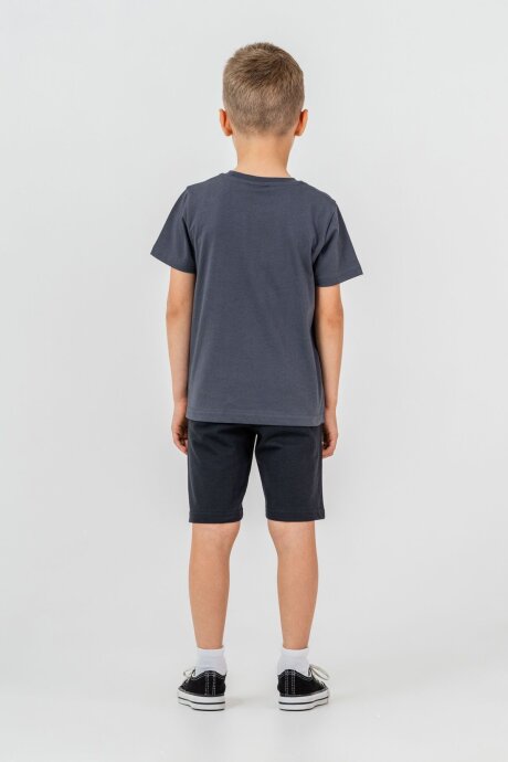 U.S. Polo Assn. Erkek Çocuk %100 Pamuk Bisiklet Yaka Nakışlı Yazlık Regular Fit Gri Bermuda Takım US2430-C-V2 - 4