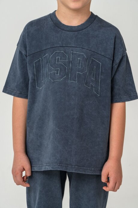 U.S. Polo Assn. Erkek Çocuk Bisiklet Yaka Nakışlı Yazlık Regular Fit Gri Eşofman Takımı US2437-C-V3 - 3