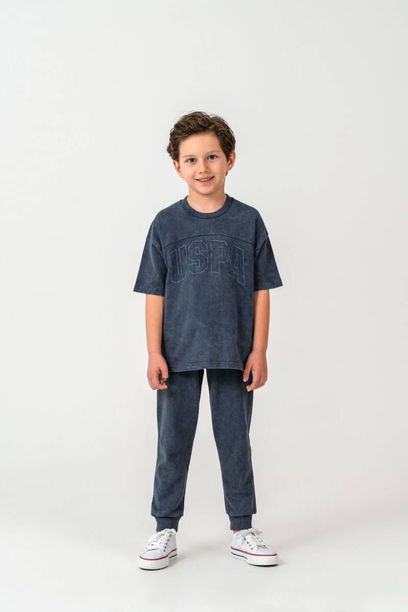 U.S. Polo Assn. Erkek Çocuk Bisiklet Yaka Nakışlı Yazlık Regular Fit Gri Eşofman Takımı US2437-C-V3 - 5