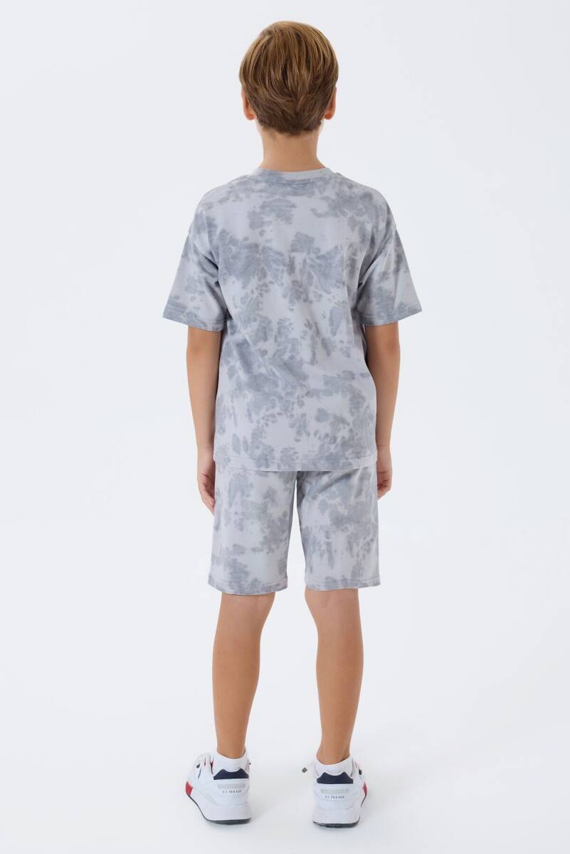 U.S. Polo Assn. Erkek Çocuk %100 Pamuk Bisiklet Yaka Nakışlı Yazlık Regular Fit Gri Bermuda Takım US2438-C-V1 - 4