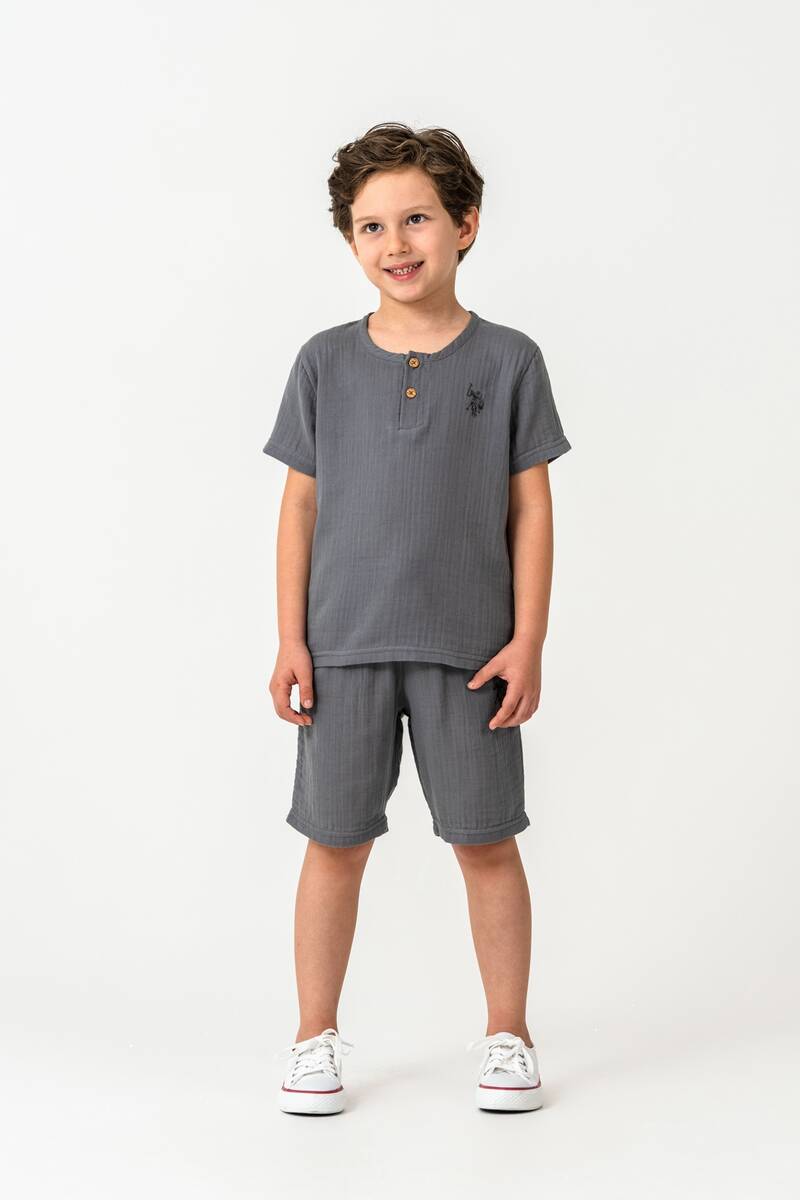 U.S. Polo Assn. Erkek Çocuk Gri Bermuda Takım