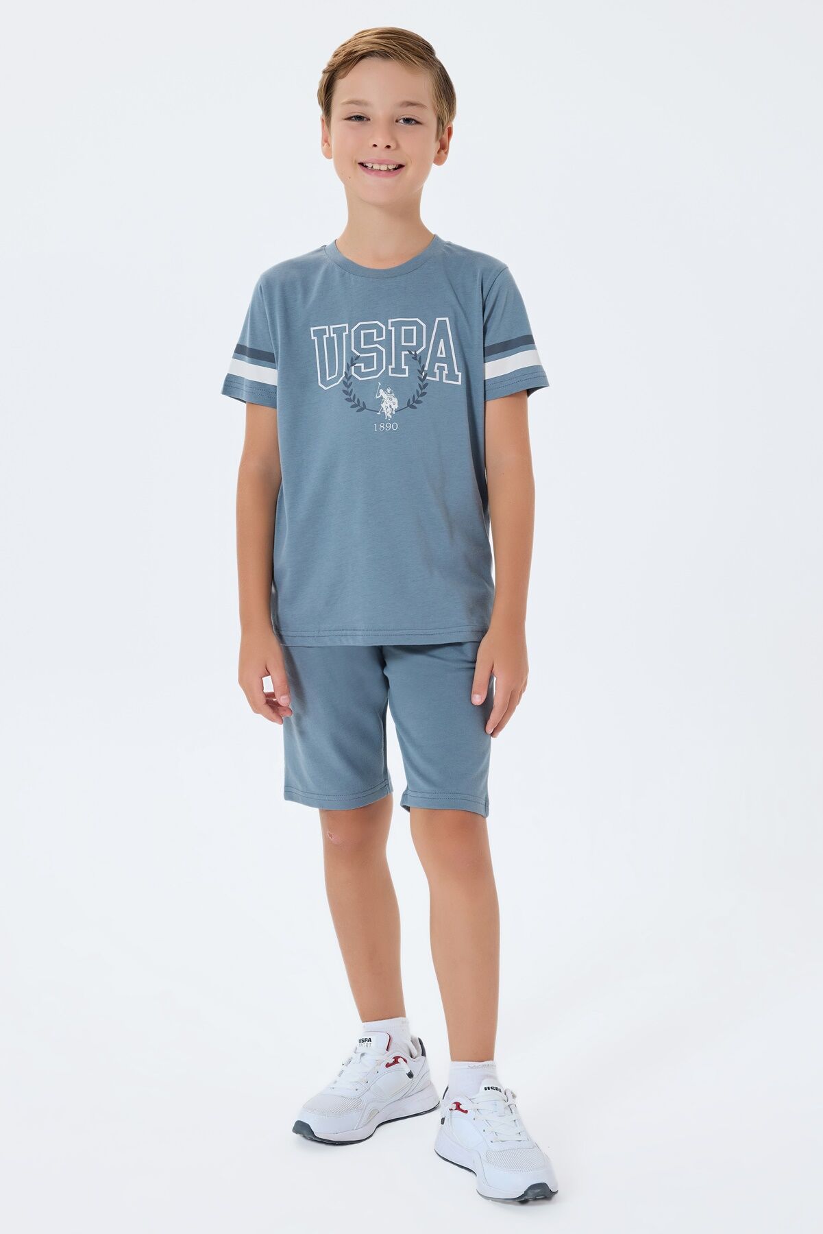 U.S. Polo Assn. Erkek Çocuk Gri Bermuda Takım